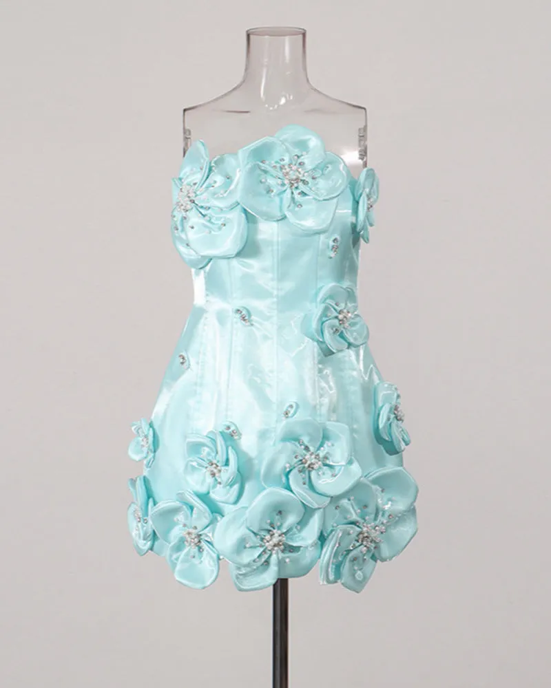 3D Floral Strapless Corset Hand-set Rhinestones Party Mini Dress sold by Avid Love product image thumbnail 5