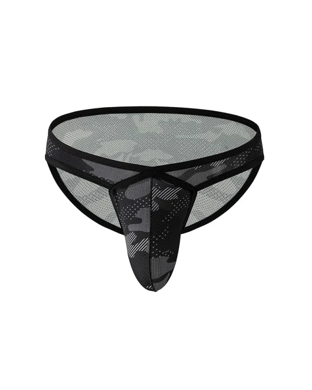Men's Mesh Camo Print Low-Rise Briefs made by Avid Love