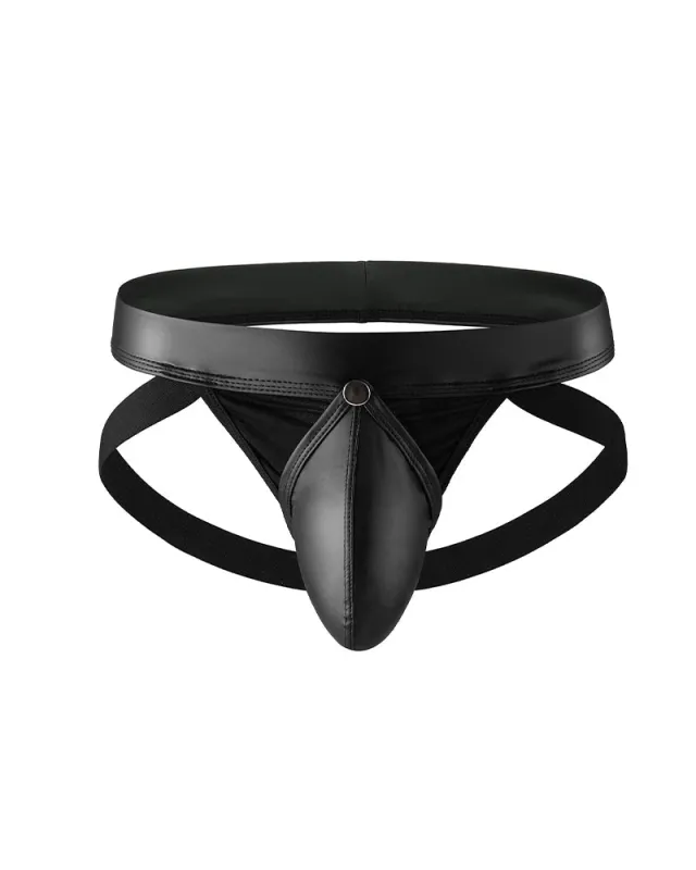 Men's Faux Leather Jockstrap with Wide Waistband made by Avid Love