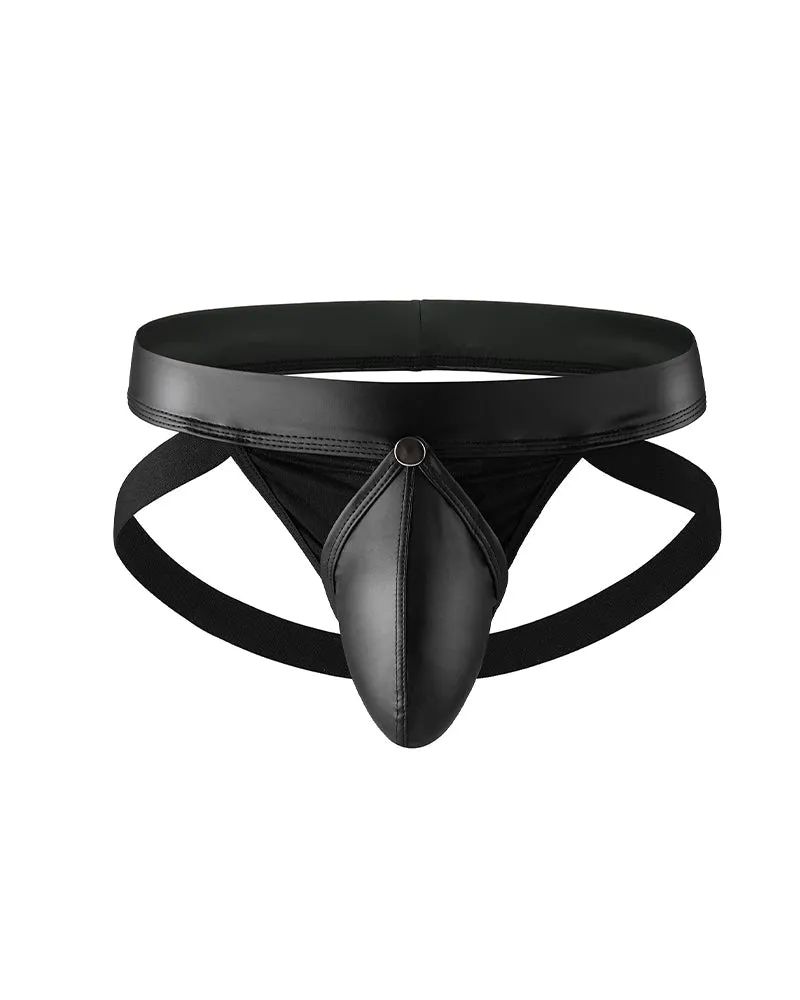 Men's Faux Leather Jockstrap with Wide Waistband sold by Avid Love
