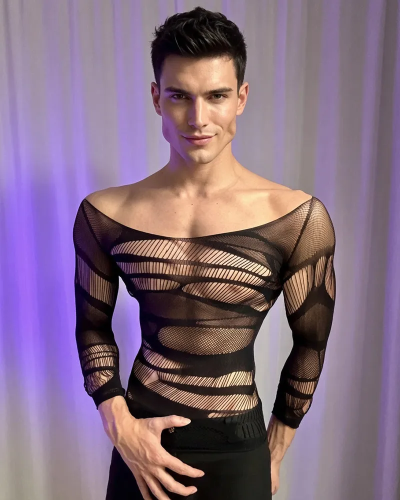 Men's Mesh Lace Cutout Bodysuit sold by Avid Love product image thumbnail 4