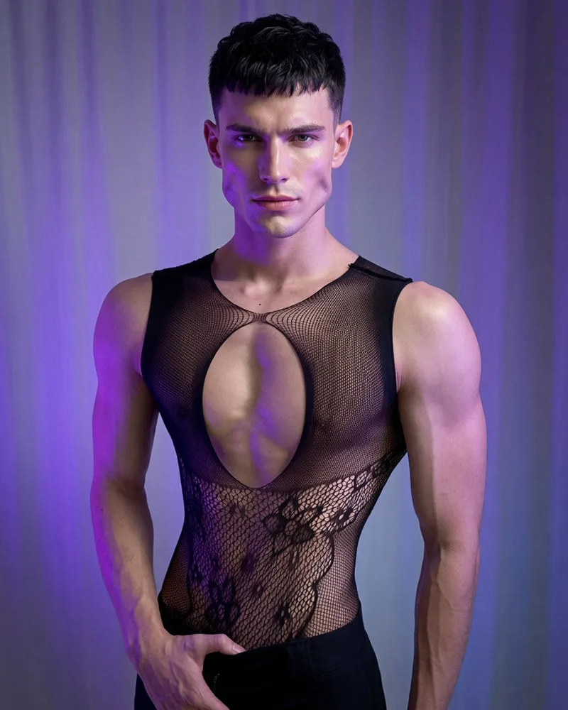 Men's Mesh Lace Cutout Bodysuit sold by Avid Love product image thumbnail 2