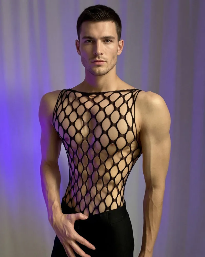 Men's Mesh Lace Cutout Bodysuit sold by Avid Love product image thumbnail 3