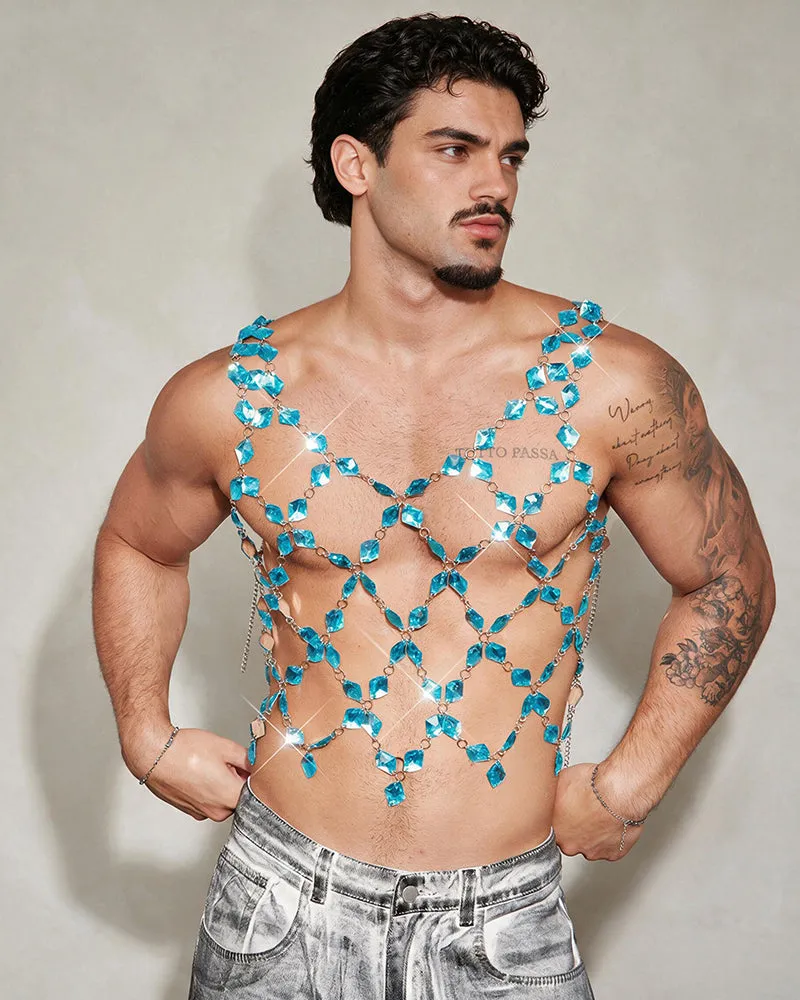 Men's Crystal Gem Chain Body Harness Top sold by Avid Love product image thumbnail 5