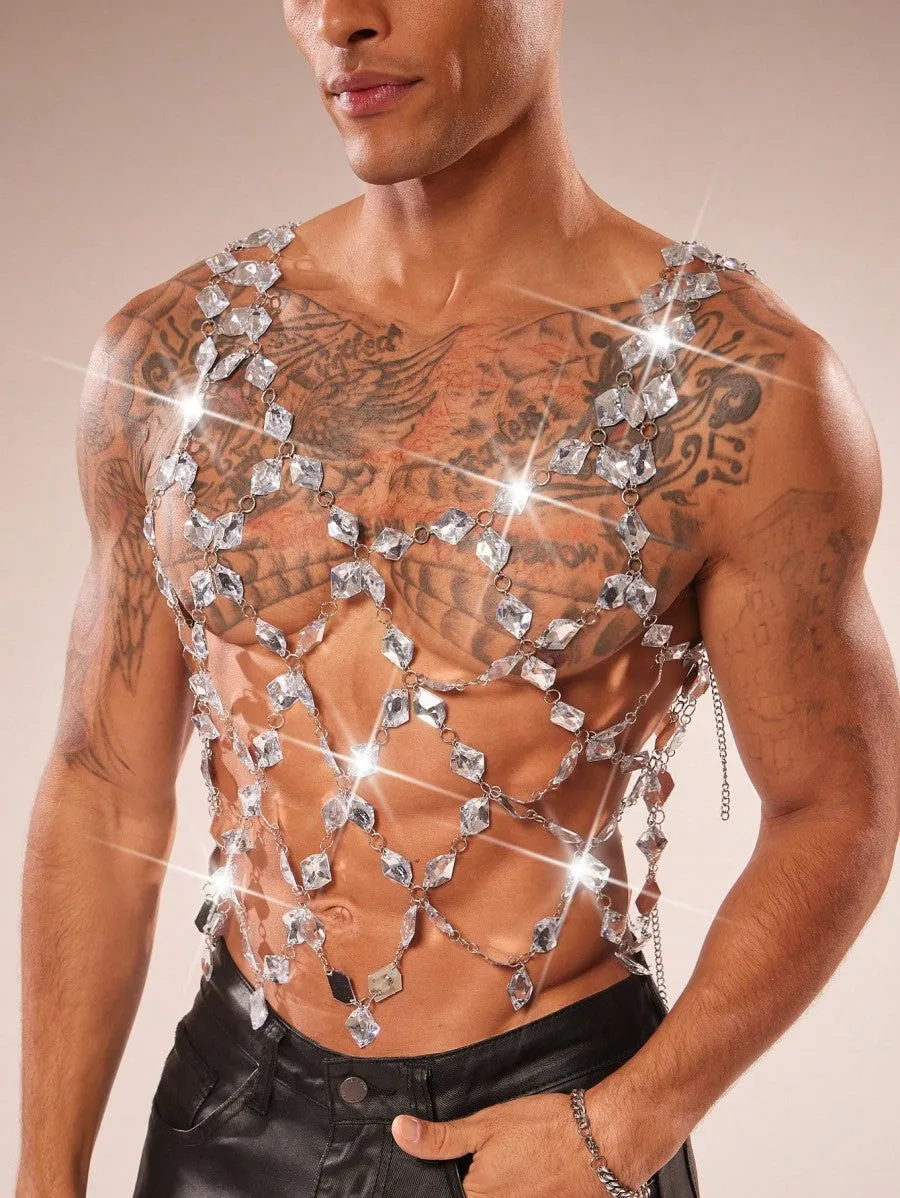 Men's Crystal Gem Chain Body Harness Top sold by Avid Love product image thumbnail 2