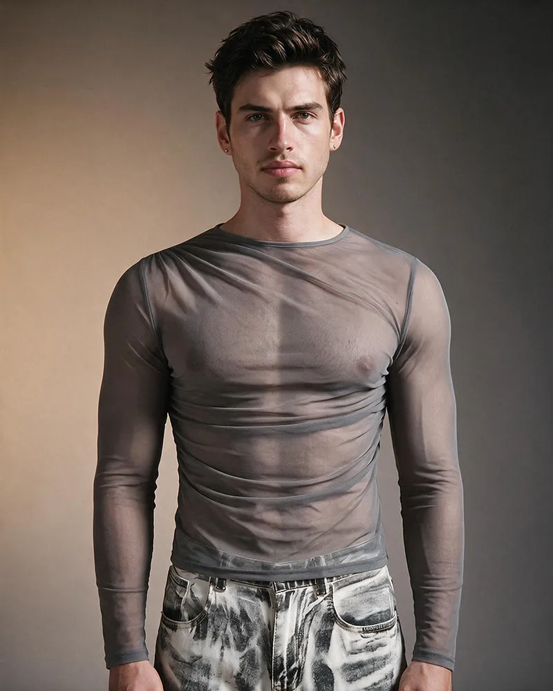 Men's Sheer Mesh Long Sleeve Top sold by Avid Love product image thumbnail 4