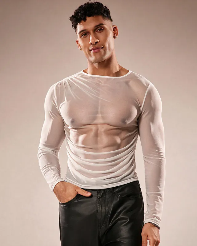 Men's Sheer Mesh Long Sleeve Top made by Avid Love