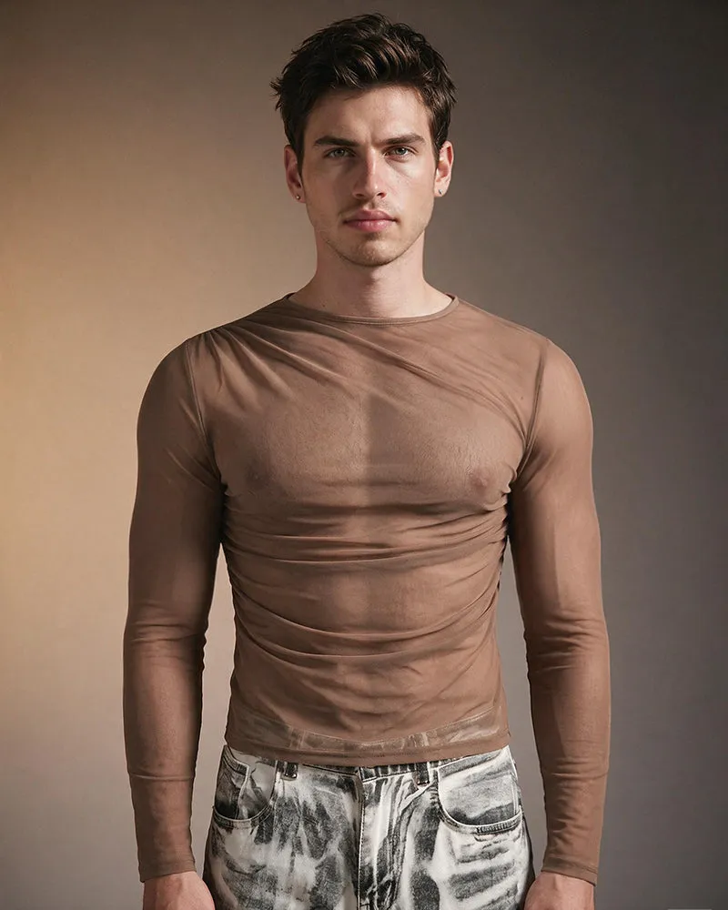 Men's Sheer Mesh Long Sleeve Top sold by Avid Love product image thumbnail 5