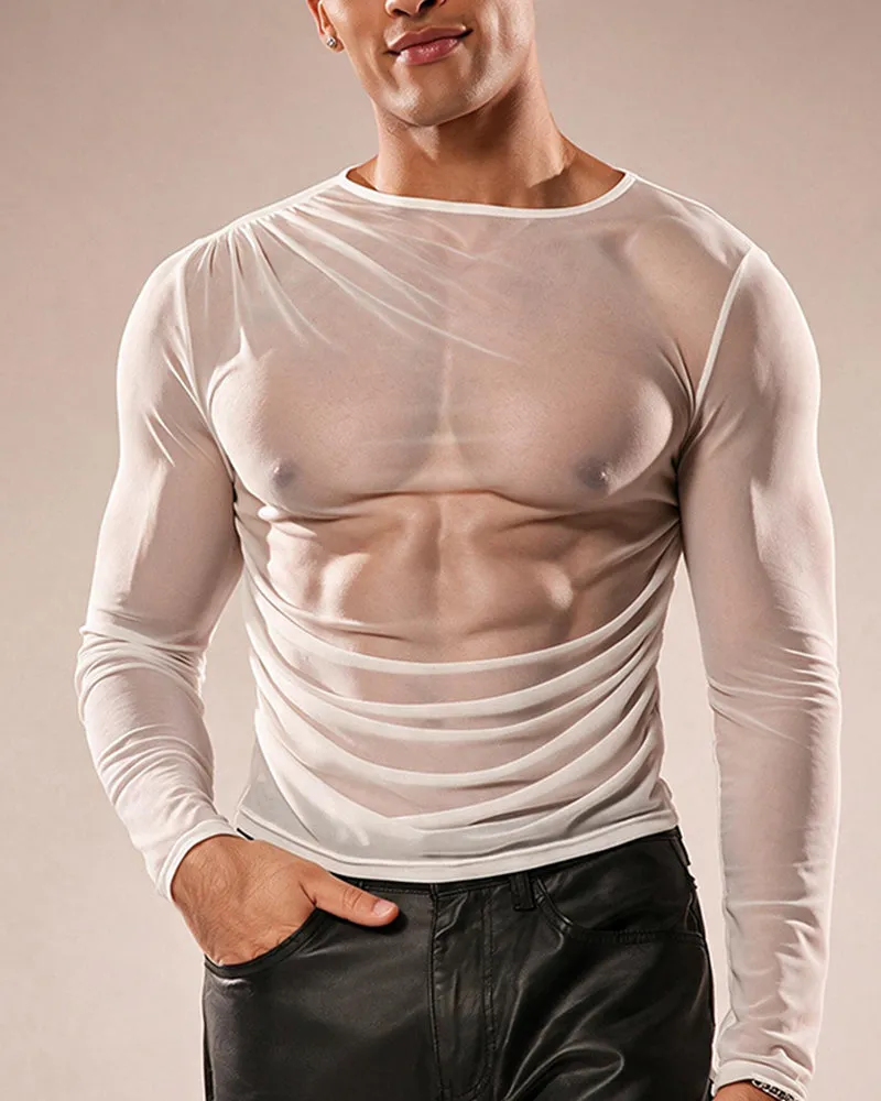 Men's Sheer Mesh Long Sleeve Top sold by Avid Love product image thumbnail 2