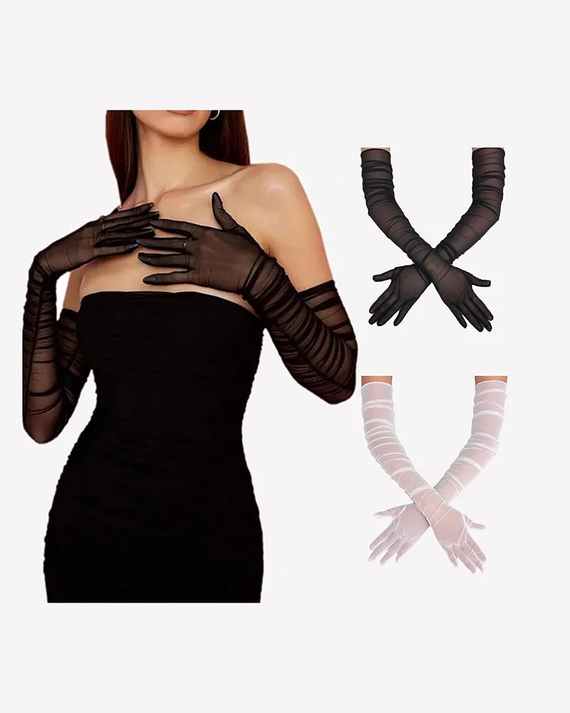 Long Sheer Tulle Mesh Gloves Elbow Length Opera Gloves sold by Avid Love product image thumbnail 3