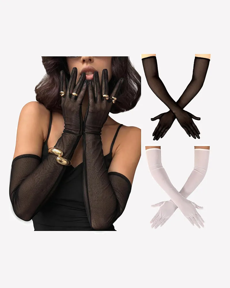 Long Sheer Tulle Mesh Gloves Elbow Length Opera Gloves sold by Avid Love product image thumbnail 5