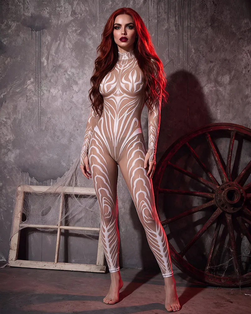 Skeleton Tattoo Print Full Body Catsuit Halloween Costume sold by Avid Love product image thumbnail 4