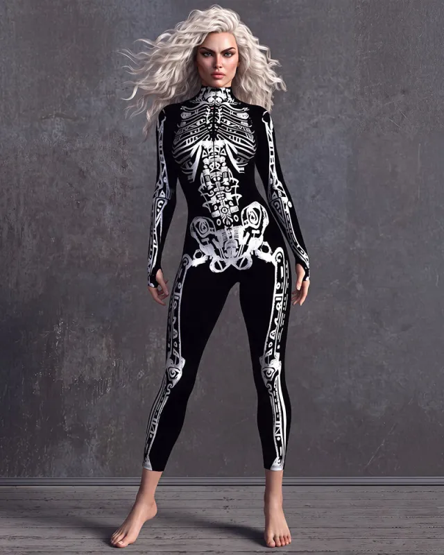 Skeleton Tattoo Print Full Body Catsuit Halloween Costume made by Avid Love