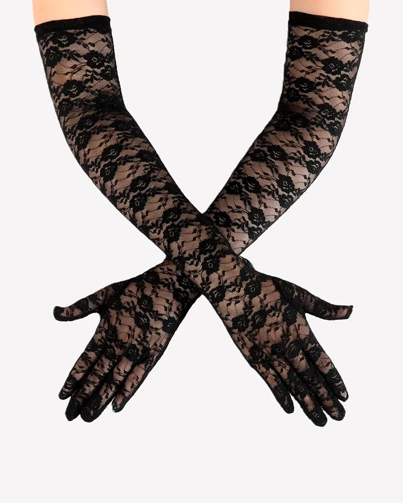 Long Lace Gloves Elbow Length Opera Gloves sold by Avid Love product image thumbnail 3