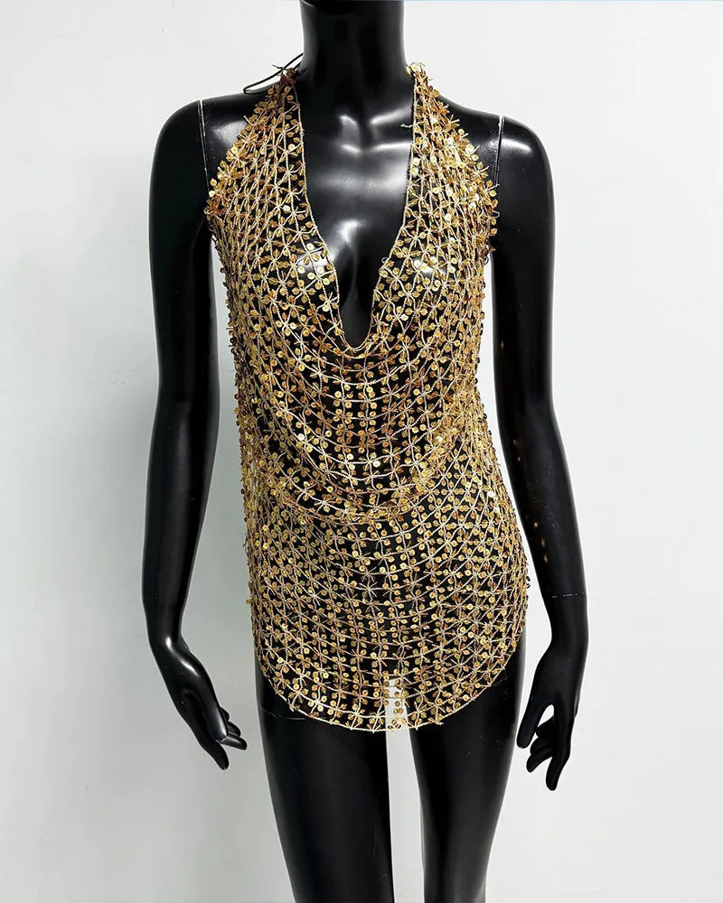 Sequin Fringe Halter Long Top sold by Avid Love product image thumbnail 4