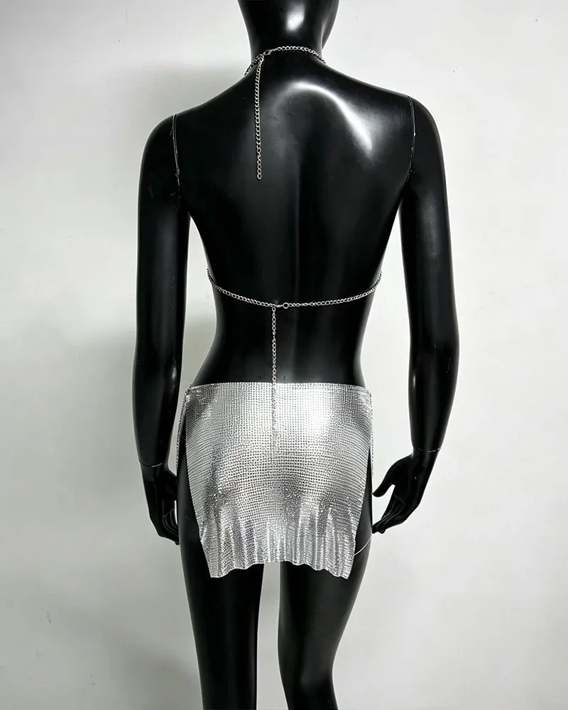 Metallic Chain Ring Bra Top and Mini Skirt Set sold by Avid Love product image thumbnail 5