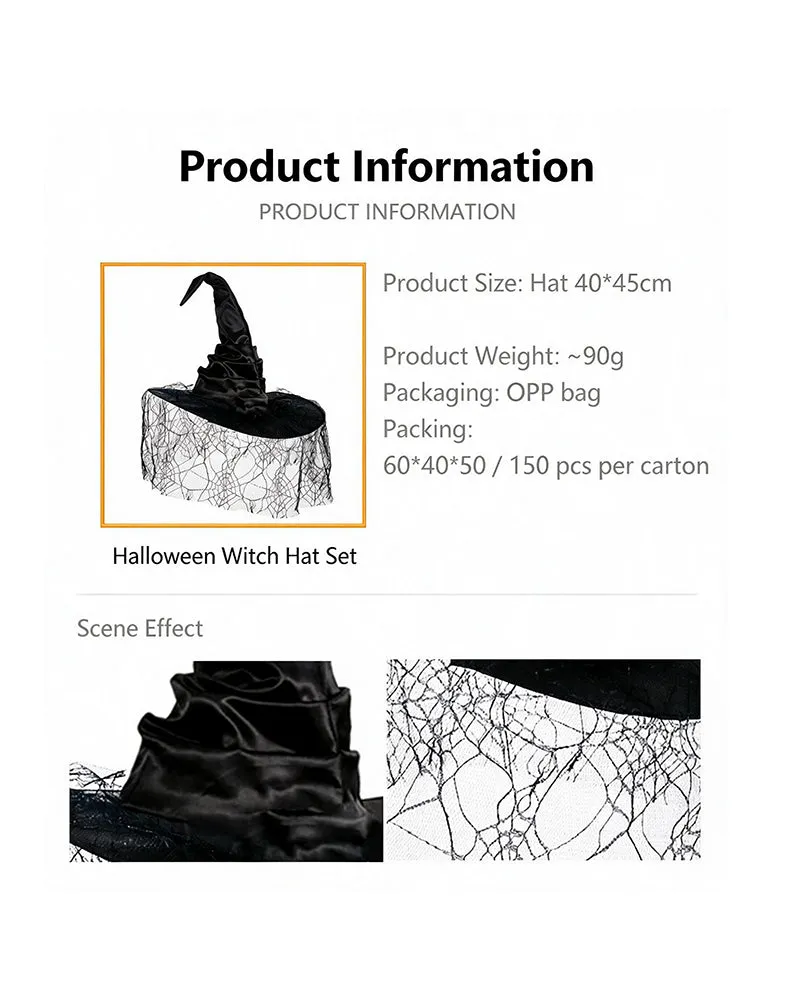 Halloween Witch Hat with Spider Web Veil sold by Avid Love product image thumbnail 4