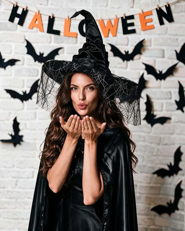 Halloween Witch Hat with Spider Web Veil made by Avid Love