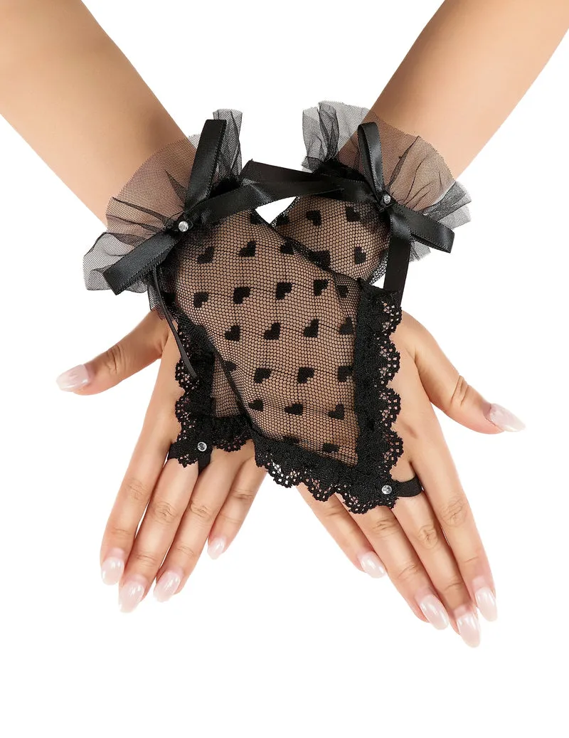 Lace Fingerless Bridal Wrist Gloves sold by Avid Love product image thumbnail 2