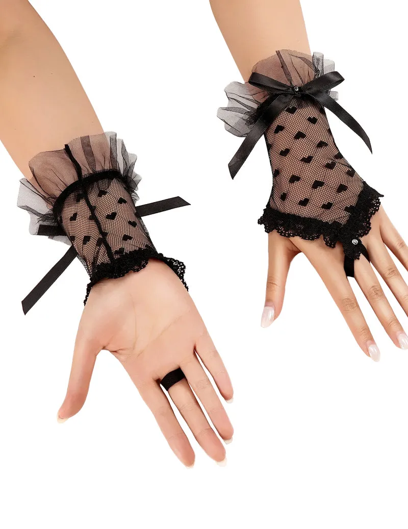 Lace Fingerless Bridal Wrist Gloves sold by Avid Love product image thumbnail 3