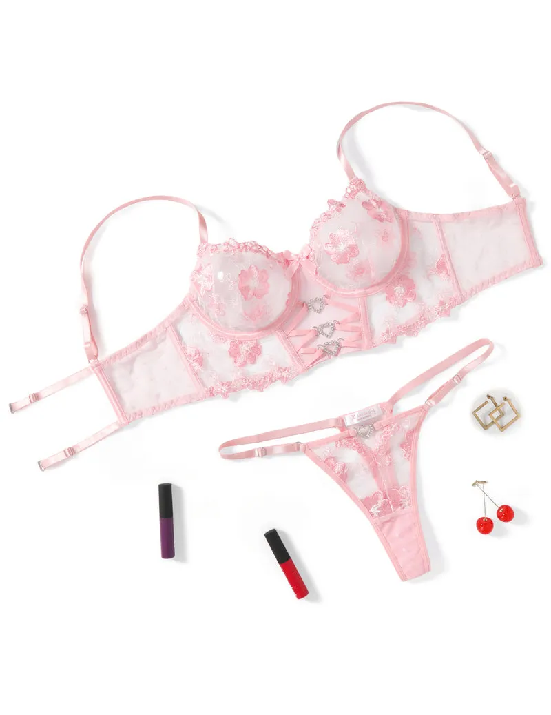 Embroidered Mesh Bra and Thong Lingerie Set sold by Avid Love product image thumbnail 5