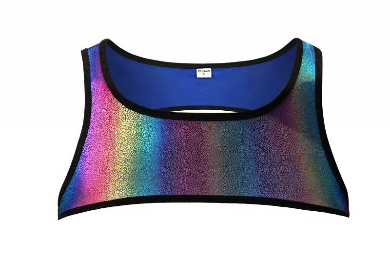 Men Rainbow Colorblock Racerback Tank Top Sheer Mesh sold by Avid Love product image thumbnail 3