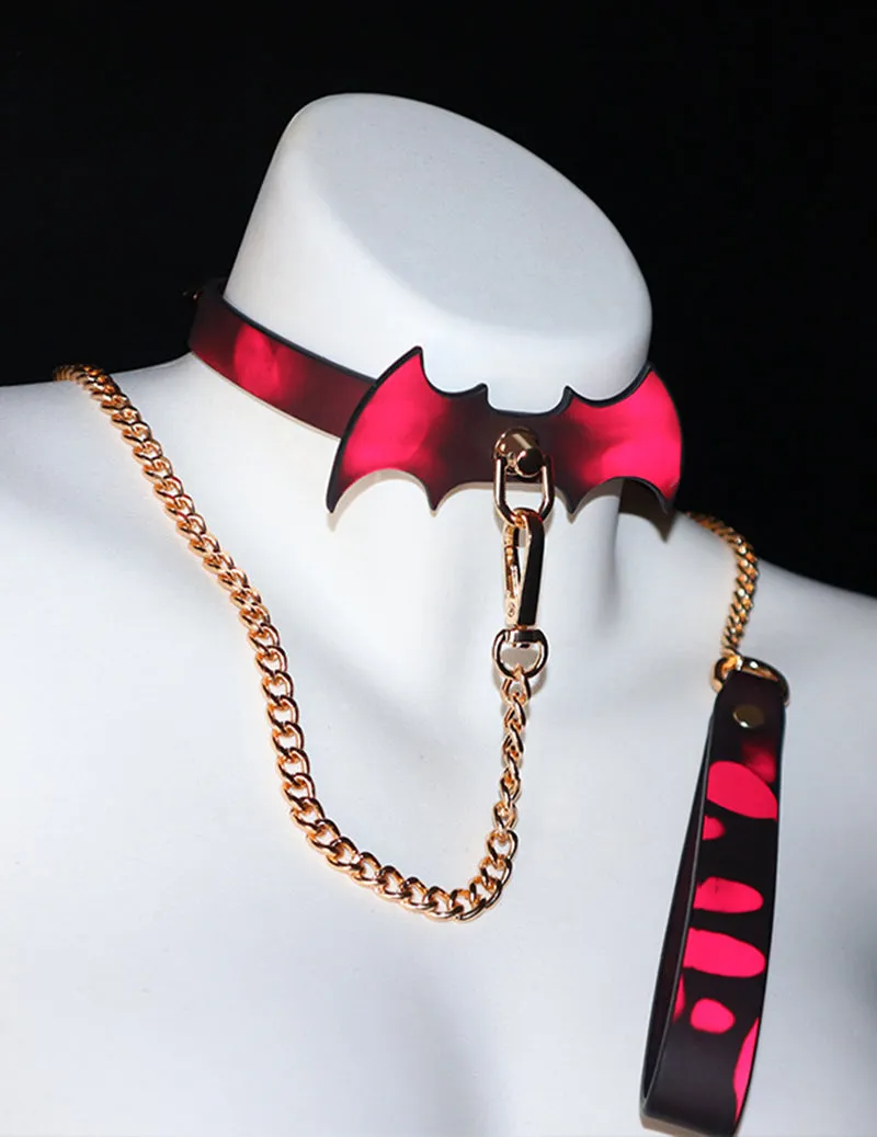 Bat Wing Color Changing Choker with Leash Set sold by Avid Love