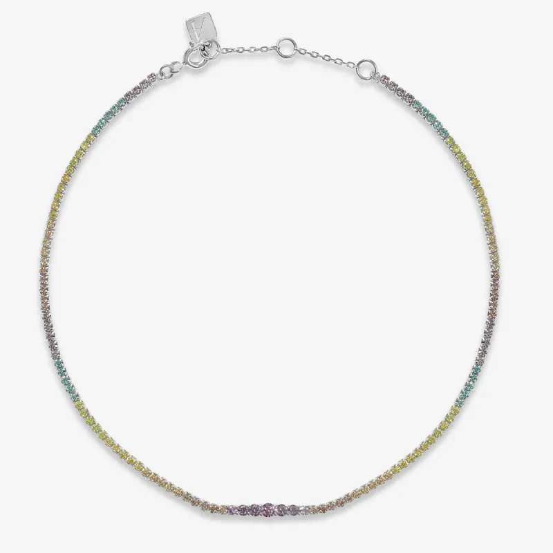 Ware rainbow tennis anklet sold by Adornmonde