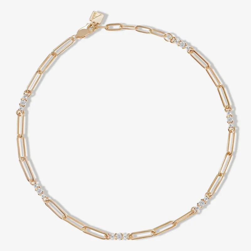 Rojas triple link paperclip chain anklet sold by Adornmonde