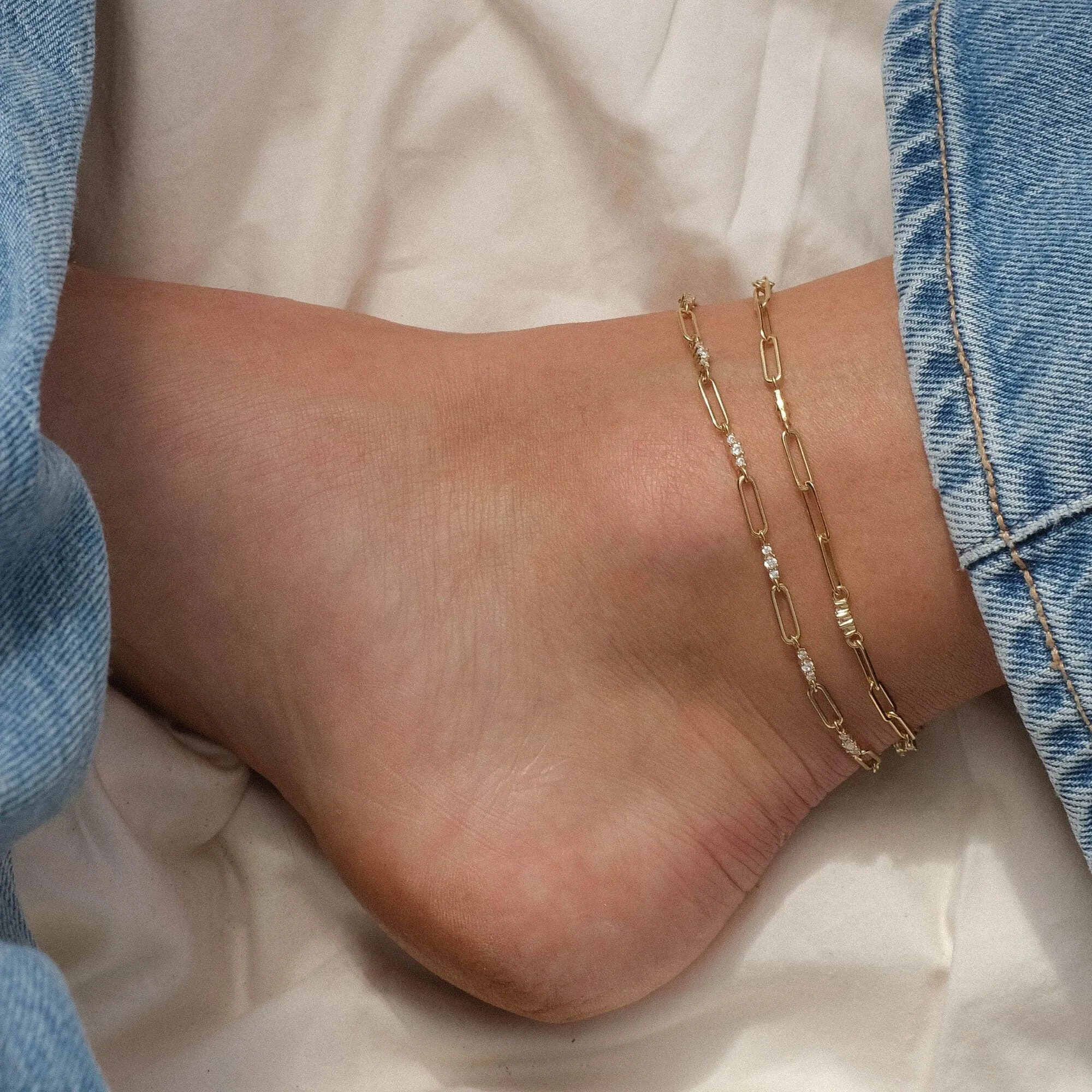Rojas triple link paperclip chain anklet sold by Adornmonde product image thumbnail 2