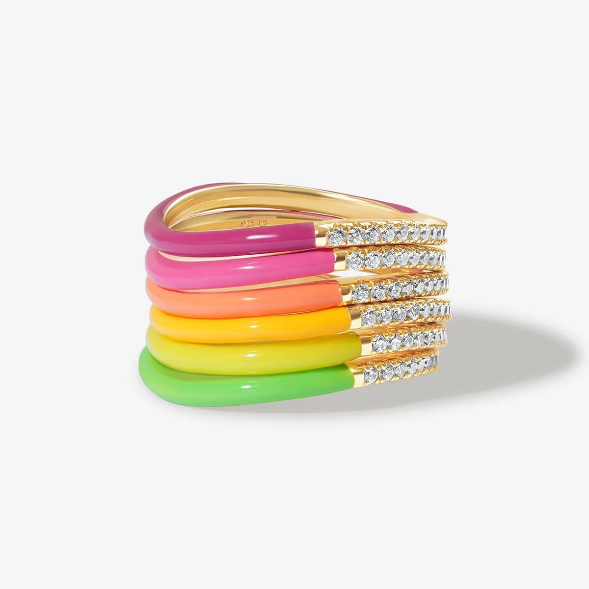 Egor neon enamel 6-piece ring set sold by Adornmonde product image thumbnail 5