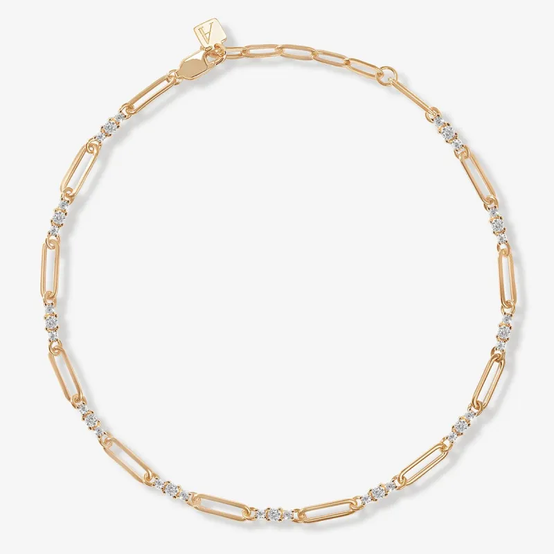 Sabi single link paperclip chain anklet sold by Adornmonde