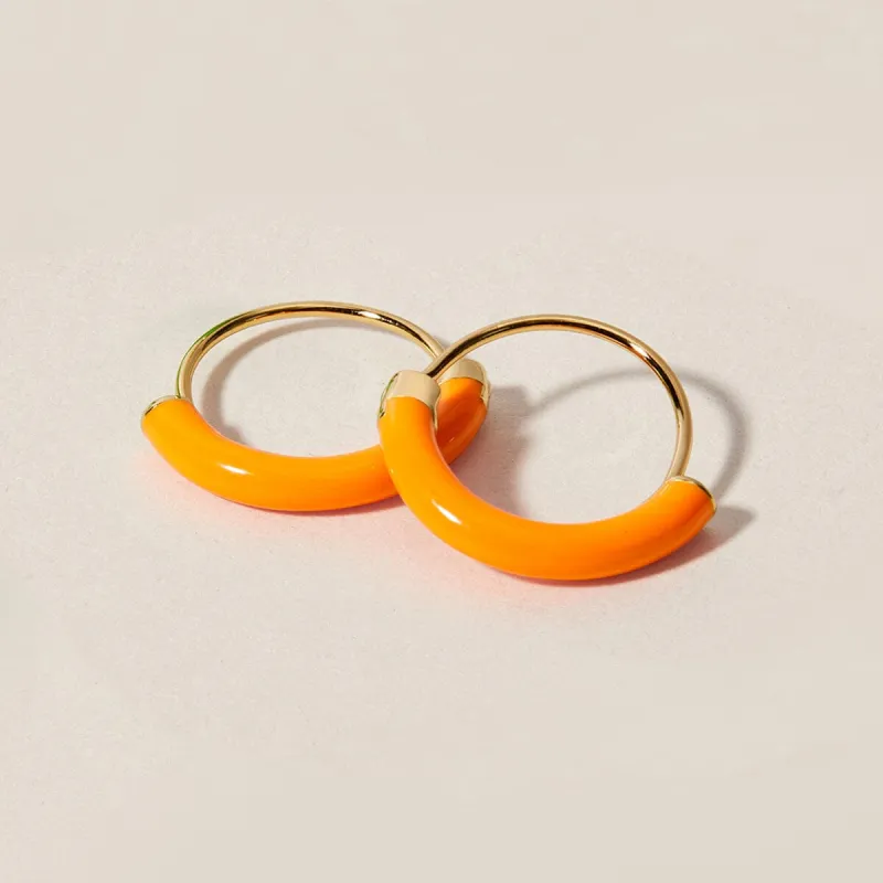 Saz neon orange mini hoops sold by Adornmonde