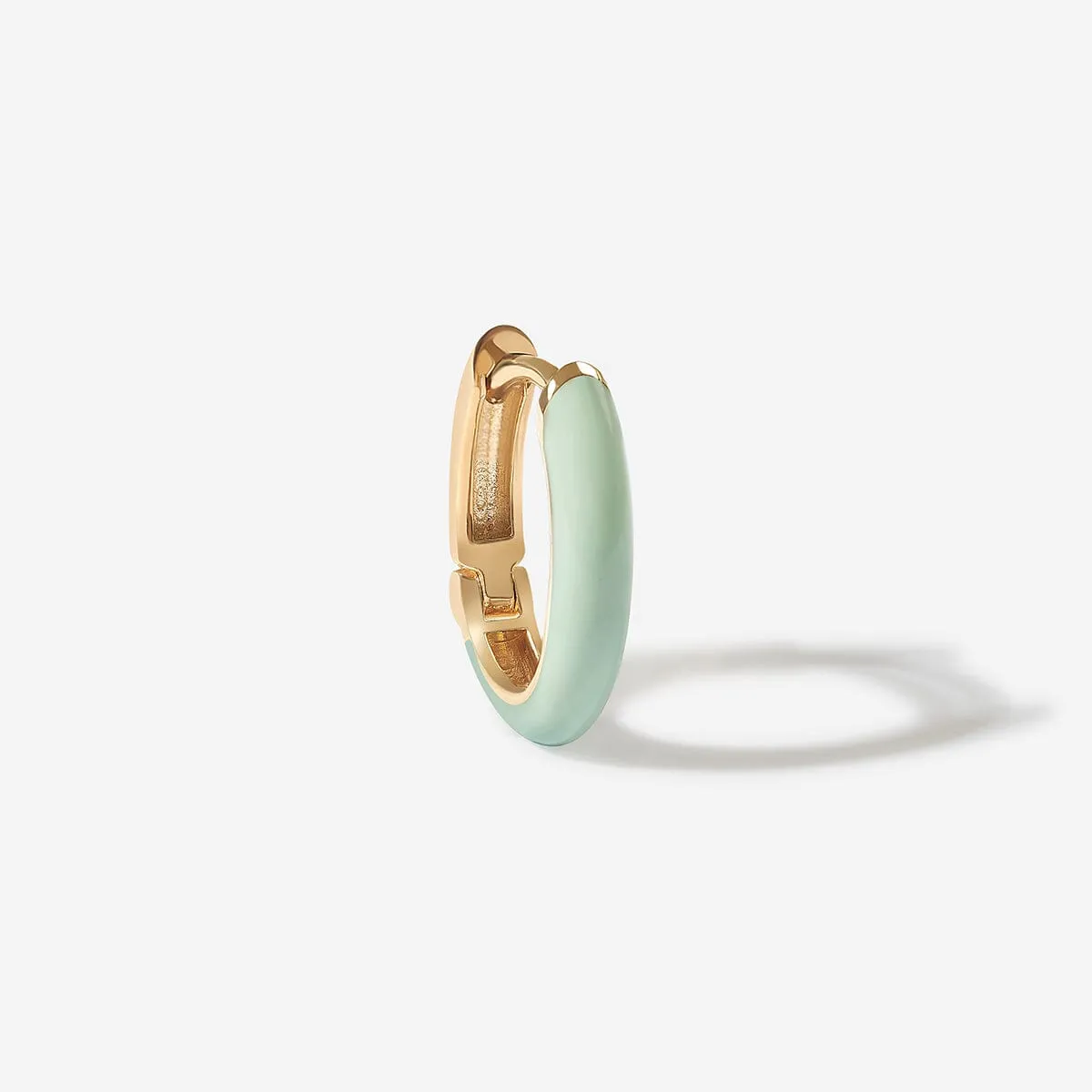 Gedail mint enamel huggie earring sold by Adornmonde