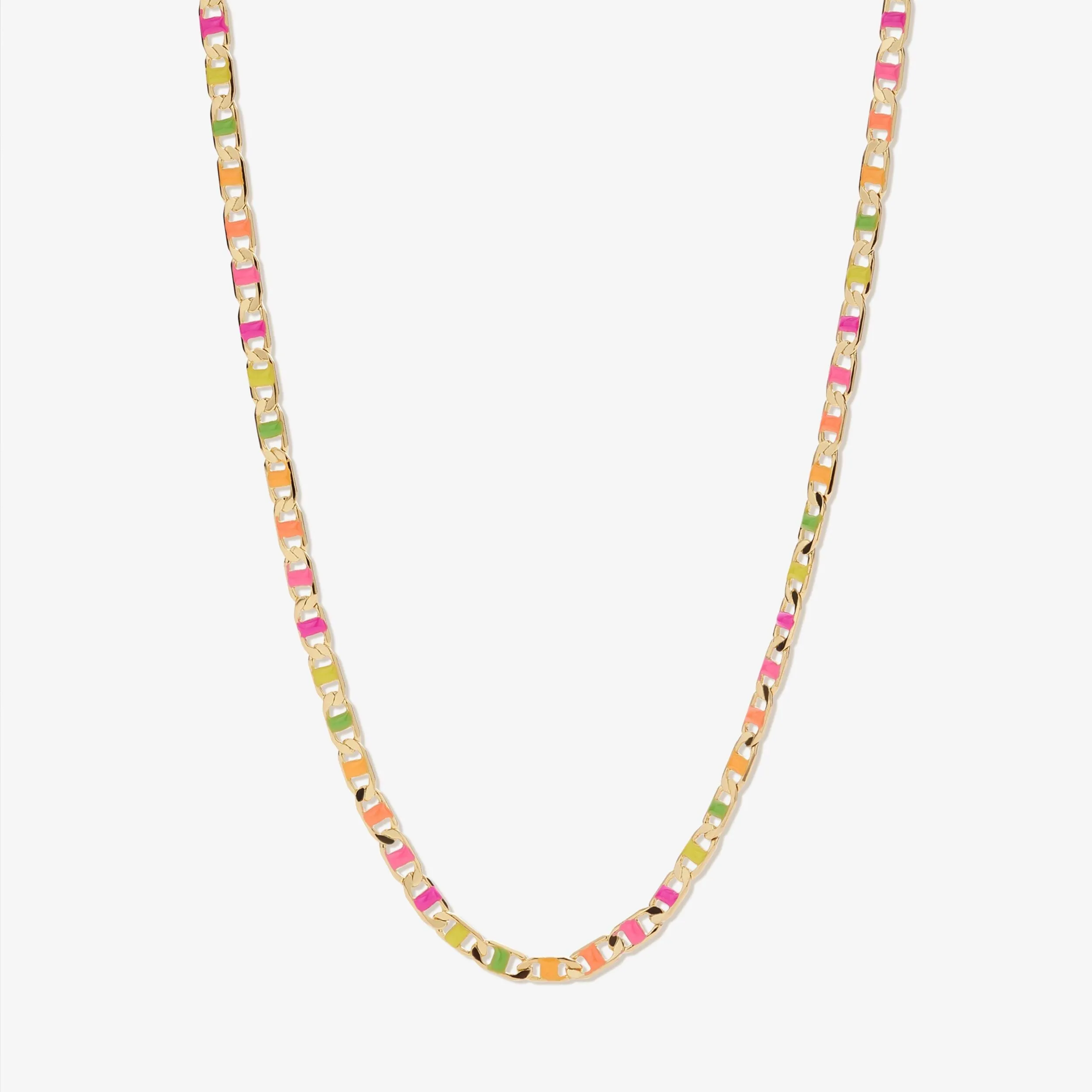 Nauman neon flat chain necklace sold by Adornmonde