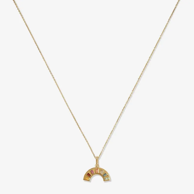 Maxiumus rainbow baguette necklace sold by Adornmonde