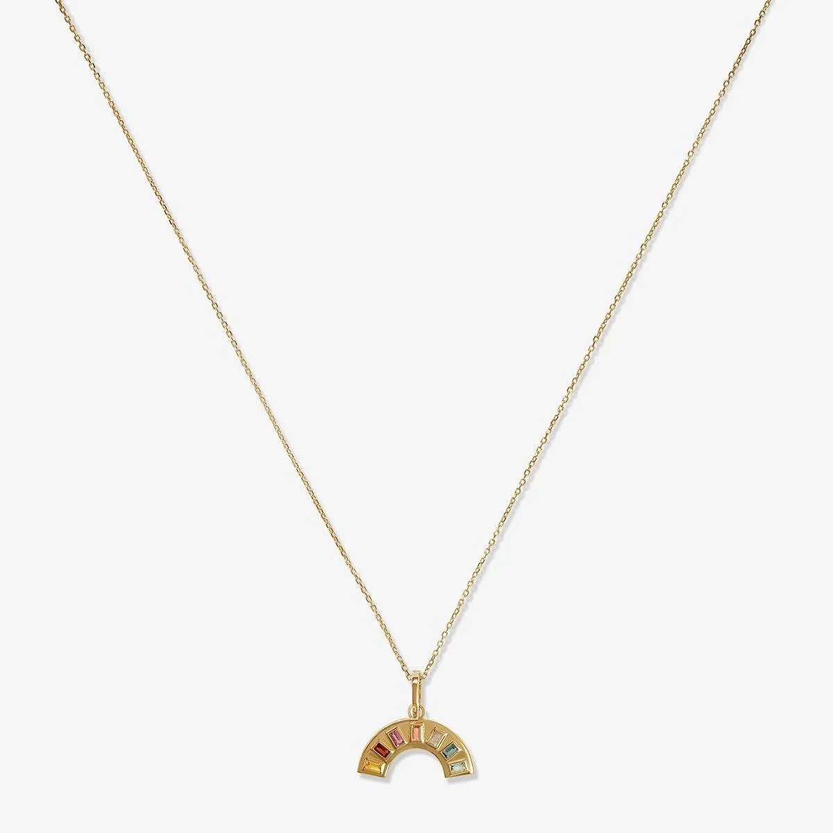 Maxiumus rainbow baguette necklace sold by Adornmonde