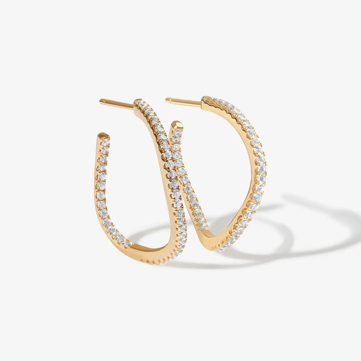 Vanh wave midi hoop earrings sold by Adornmonde product image thumbnail 4
