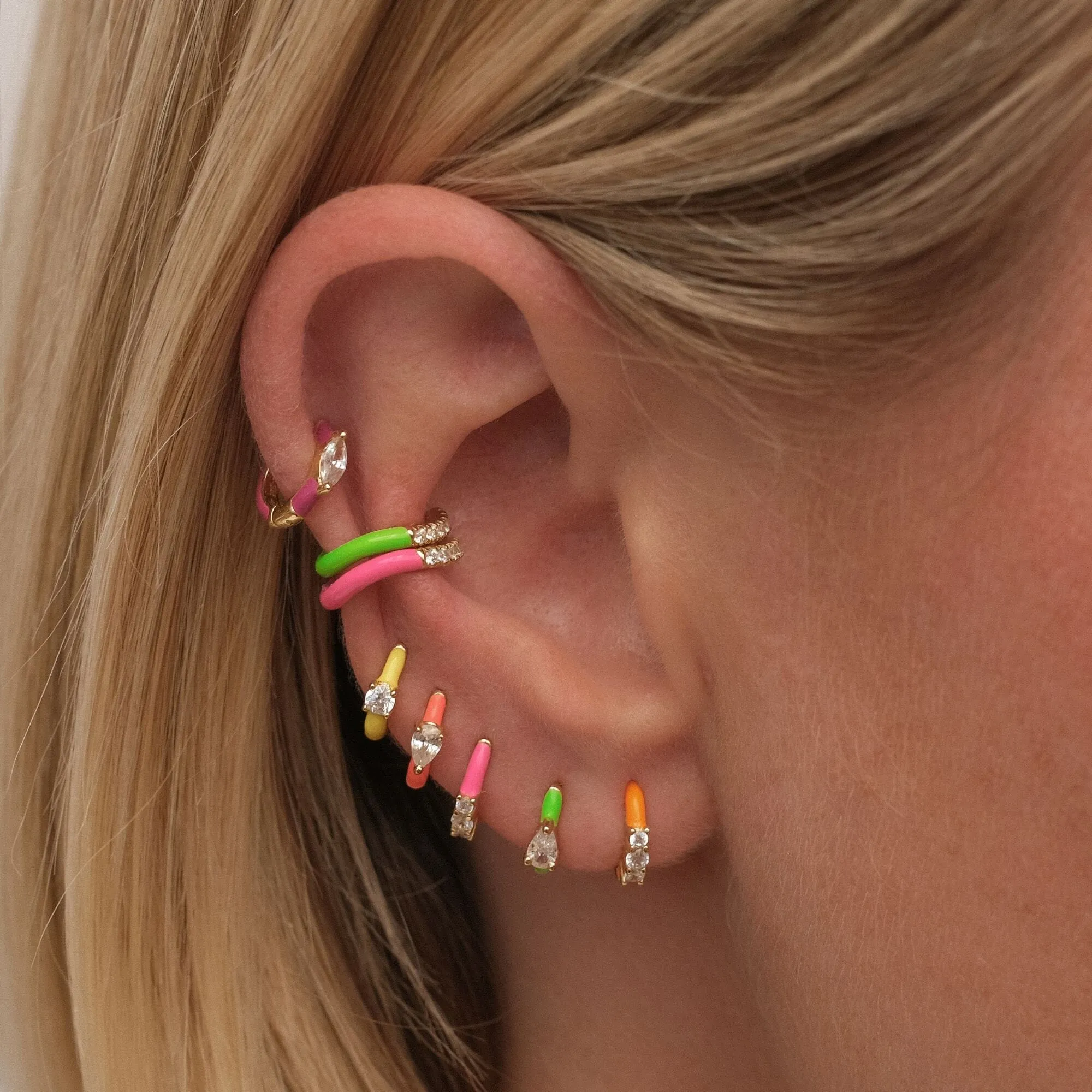 Maverick neon enamel 6-piece ear cuff set sold by Adornmonde product image thumbnail 2