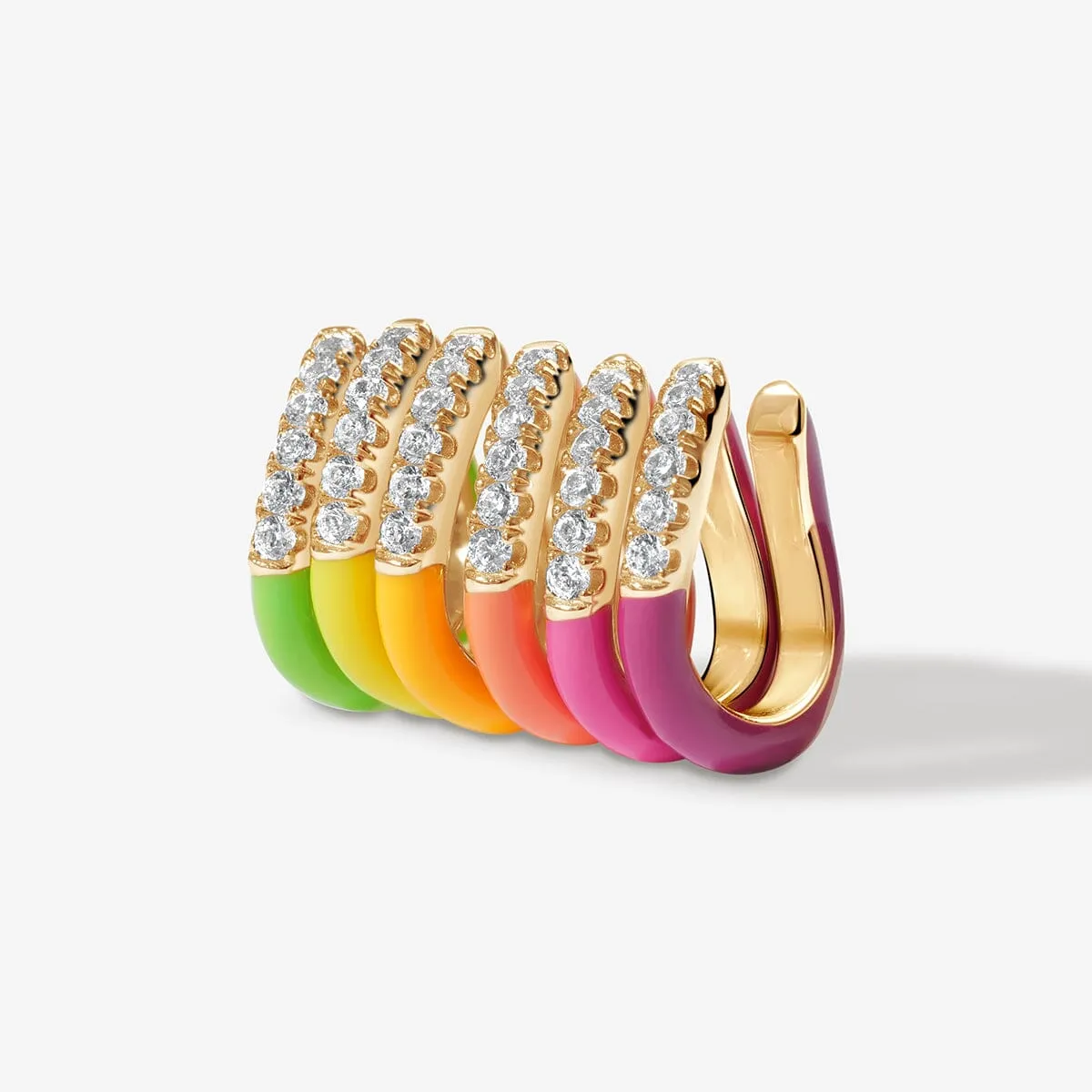 Maverick neon enamel 6-piece ear cuff set sold by Adornmonde