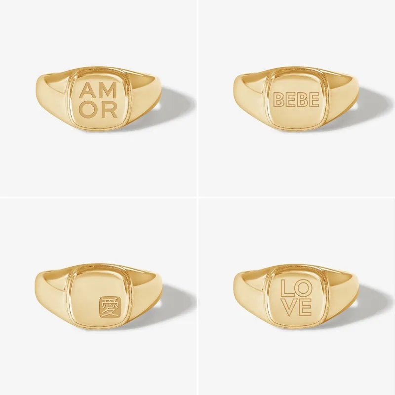 Tanner love signet ring sold by Adornmonde