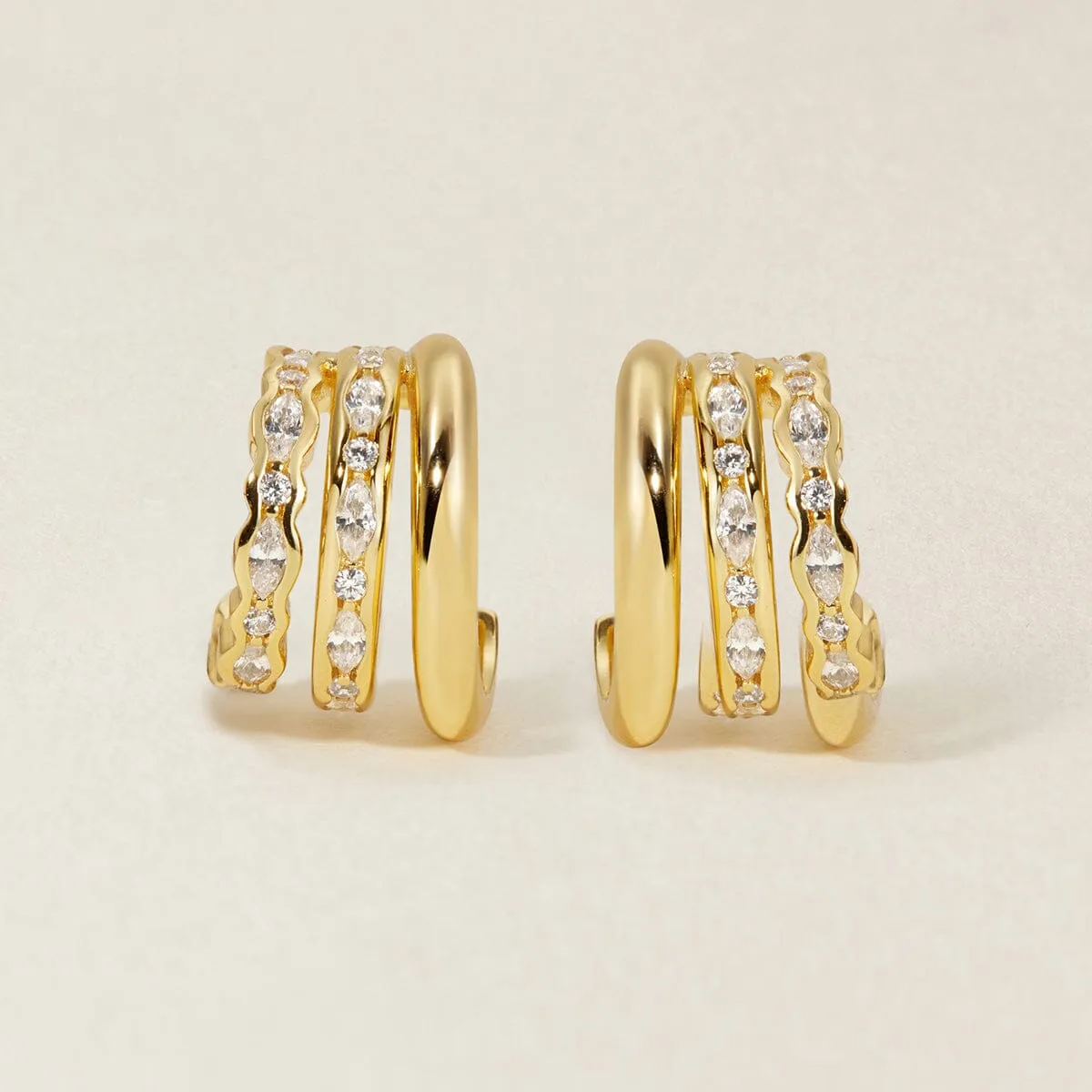 Messi triple hoop earrings sold by Adornmonde product image thumbnail 3