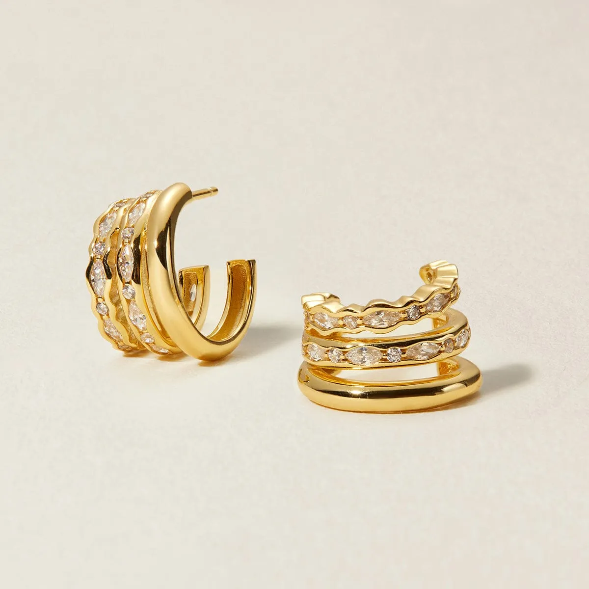 Messi triple hoop earrings sold by Adornmonde product image thumbnail 4