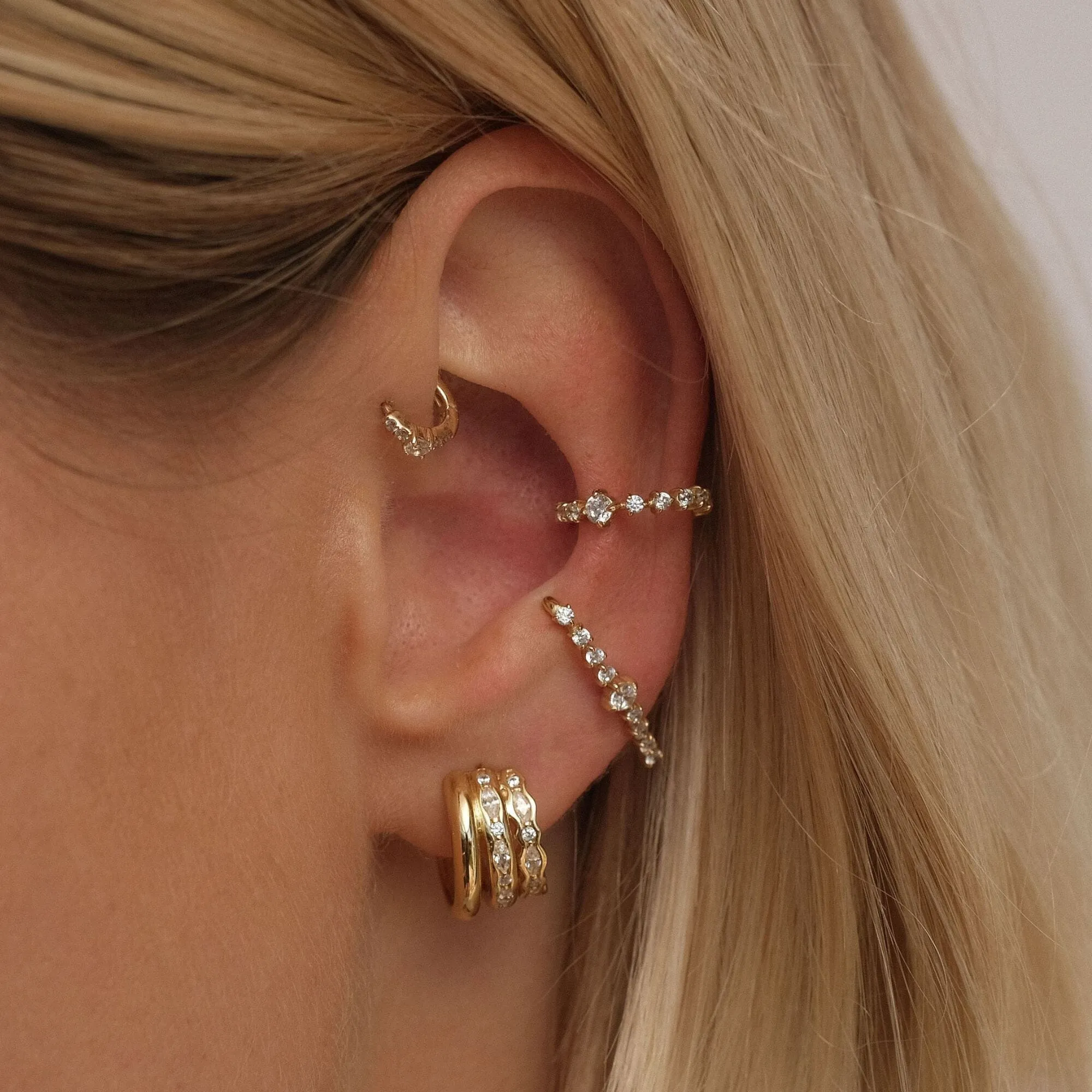 Messi triple hoop earrings sold by Adornmonde product image thumbnail 2