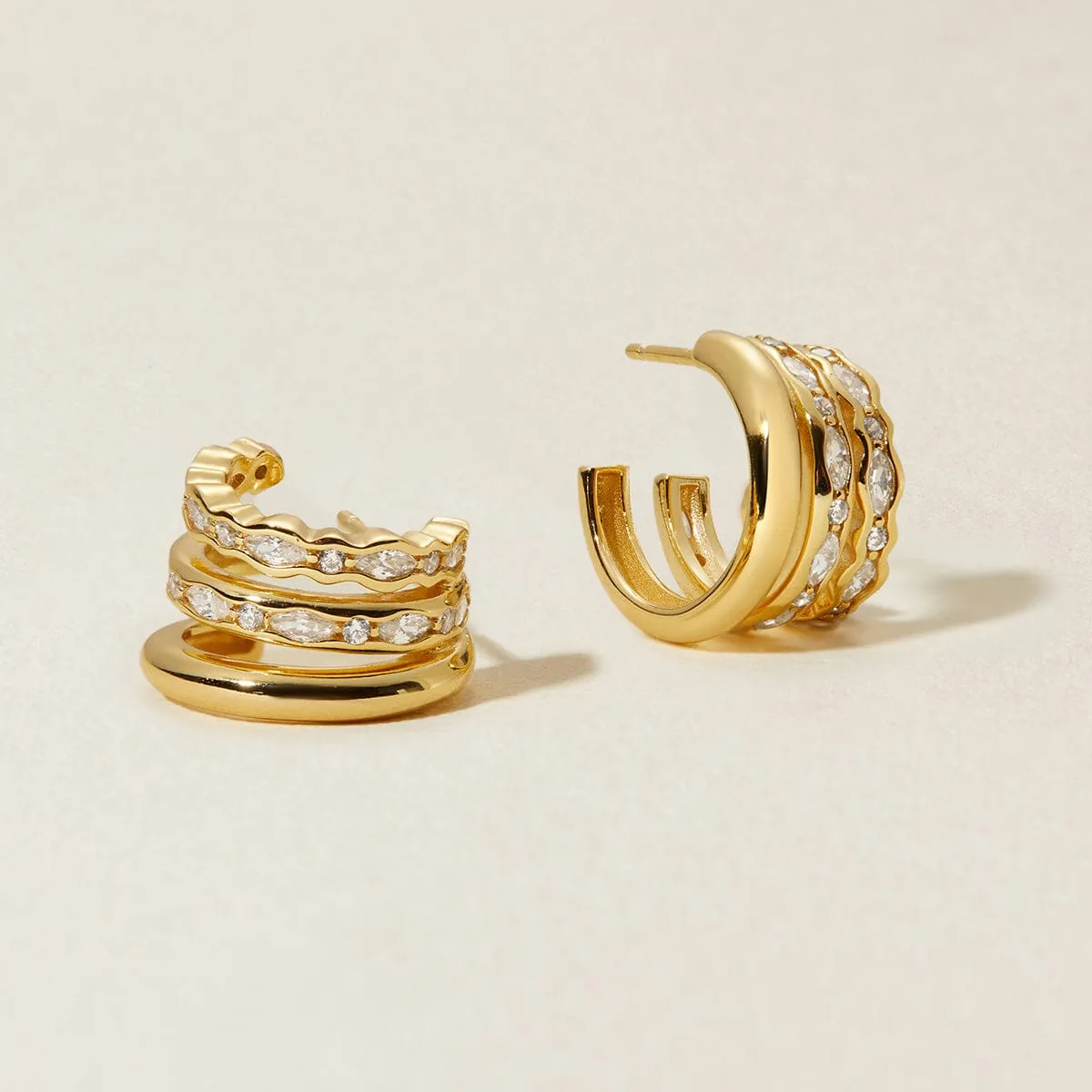 Messi triple hoop earrings sold by Adornmonde product image thumbnail 5
