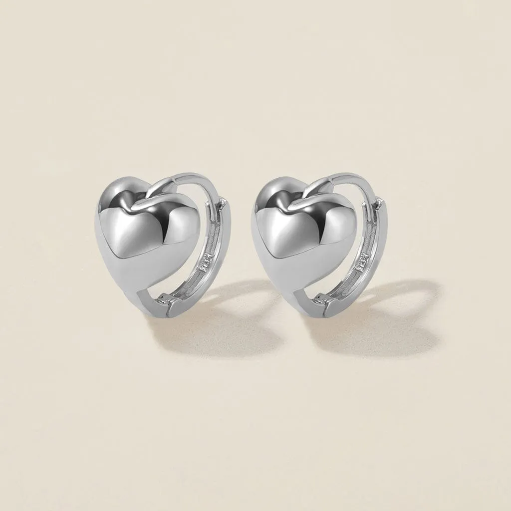 Bae heart midi huggie earrings white gold sold by Adornmonde product image thumbnail 4