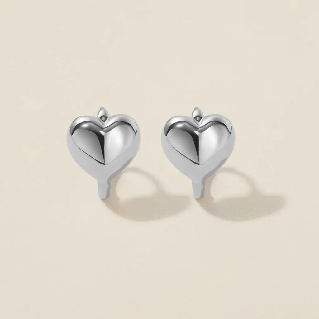 Bae heart midi huggie earrings white gold sold by Adornmonde product image thumbnail 5