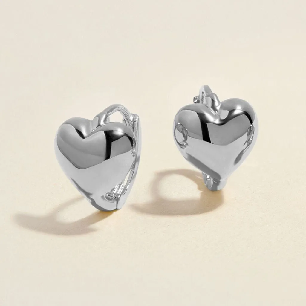 Bae heart midi huggie earrings white gold sold by Adornmonde