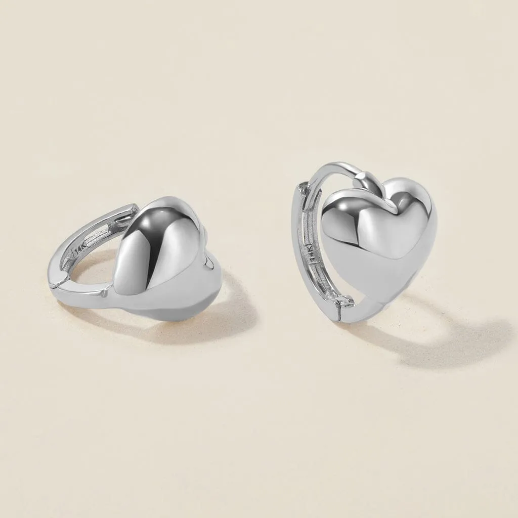 Bae heart midi huggie earrings white gold sold by Adornmonde product image thumbnail 3