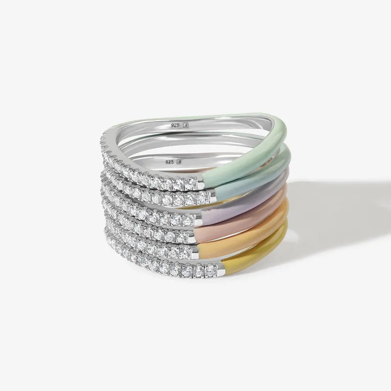 Egor enamel sherbet 6-piece ring set sold by Adornmonde